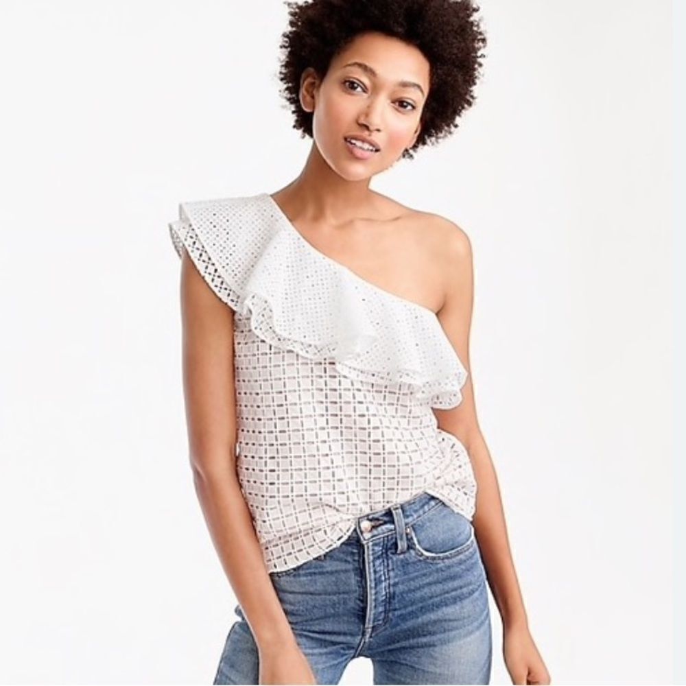 J. Crew One Shoulder Ruffle Top